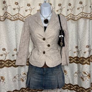 Laundry By Shelli Segal Beige Lace Blazer